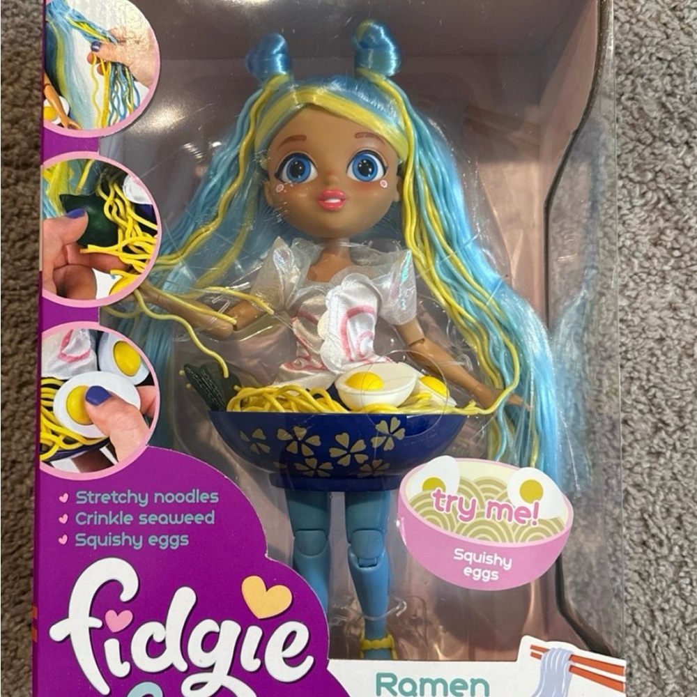 Fidgie Ramen Doll with Blue Hair